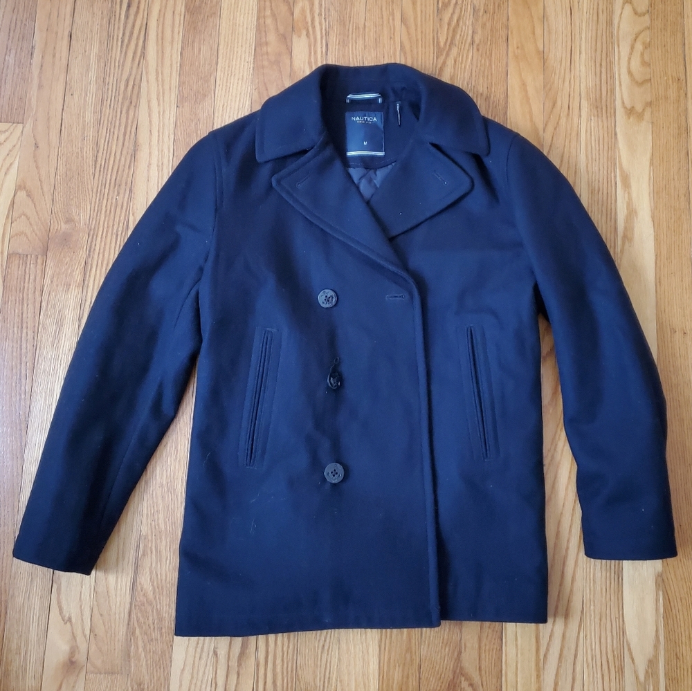 Men's Navy Blue Nautica Jacket Navy Coat EUC
